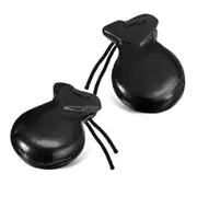 1 Pair Spanish Castanets Flamenco Castanets with String Traditional Wood Hand Percussion Castanets( Black