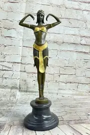 EXOTIC DANCER CHIPARUS BRONZE STATUE GOLD PATINA ART CLASSIC SCULPTURE STATUE NR