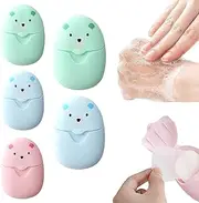 GDQQOYWQT 5PCS Portable Soap Sheets for Backpacking, Camping & On-The-Go | Eco-Friendly Disposable Foaming Soap Flakes | Travel Wash Hand Soap for Outdoor Adventures, Hiking