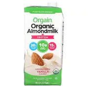 Orgain, Organic Almondmilk + Protein, Plant-Based, Unsweetened Vanilla, 32 fl oz (946 ml)