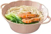 Soup Bowls with Handles Noodle Ramen Curry Bowl,Ceramic Bowl,Ramen Bowl Ceramic,Pho Bowls Large,Soup Bowl Microwave Safe,Udon Noodle Bowl-blue-24x20x7cm,1100ml(Color:Pink)