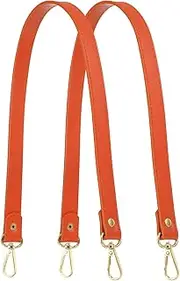 [uxcell] Leather Purse Strap Replacement PU Short Bag Handles with Gold Lobster Buckles, 23 Inch Length Fit for Handbags Shoulder Bag Accessories - Rectangle (2 Pack, Orange Red)