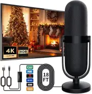 TV Antenna Indoor, 650+ Miles Range, Supports 4K HDR, 18ft Coaxial Cable