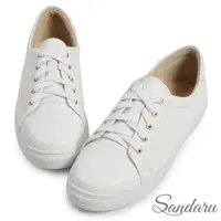 在飛比找蝦皮商城優惠-山打努SANDARU-小白鞋 全真皮綁帶微尖頭休閒鞋