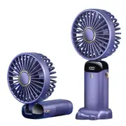Blue Handheld Fan Rechargeable USB Portable with 5 Speeds&Digital Display Ultra Quiet