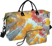 [ZRYSMY] Duffel Bag for Traveling, Colorful Birch Tree Travel Bag Gym Bag, with Multiple Interior Pockets Shoulder Weekender Bag for Women Men with Toiletry Bag 20.5L x 1.9W x 13.8H, Multi-Colored, one