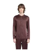 Tom Ford Long-Sleeved Half Buttoned Pyjama Shirt Red