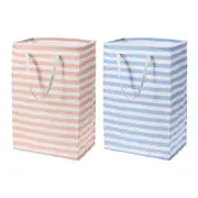 2Pcs 75L Large Laundry Basket Collapsible with Easy Carry Handle, Pink & Blue