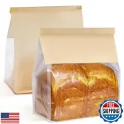 Ocmoiy 50Pcs Large Paper Bread Bags, Resealable Sourdough Bread Bags, Clear F