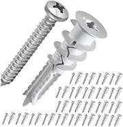 Veemoon Plasterboard Wall Plugs and Screws Kit 50 Sets Self-Drilling Drywall Anchors Metal Screws Plastic Expansion Tubes for Decorative Hanging