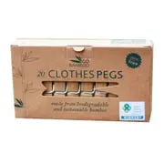 Go Bamboo Biodegradable Bamboo Clothes Pegs 20 Pack | Flora & Fauna AU