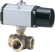 Kitz Pneumatic Small Actuator Bronze 10K Three-Way Ball Valve Spring Return Type CS-TNE3/8:10 [Manufactured to Order Product]
