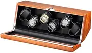 AutomaticWatchWinderBoxWoodwithClearGlassTop4RotationModeSuperQuietMotorSupportUSBPower Needed KeYJ