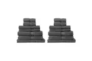 2x 8pc Royal Comfort Zero Twist Absorbent Quick Dry Cotton Towel Set Granite