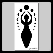 6 X 12-inch Wiccan Goddess STENCIL Crescent/Full Moon and stars Pagan/Witch