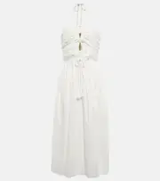 [Ulla Johnson] Ulla Johnson Emmaline halterneck cotton poplin midi dress AU 20 white