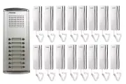 COMMAX 16-Apartment Building Audio Intercom Set: DR-16AM x1/DP-SS x16/12V Power