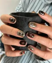 Starlit Chrome Graffiti 3D Press-On Nails, Custom Silver Handmade Acrylic Set