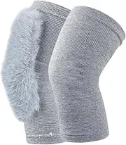 BEBEMOKO 1 Pair Knee Pads to Keep Warm Knee Supply Winter Knee Sleeve Warm Knee Sleeve Portable Knee Support Thermal Knee Pads Warm Knee Wraps for Women Knee Brace Grey Faux Rabbit Fur