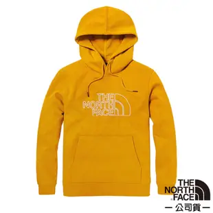 The North Face 女 白色胸前刺繡LOGO連帽大學T.帽T_黃色