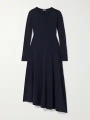 [FFORME] FFORME - Jo Asymmetric Stretch-silk Jersey Midi Dress - Navy - small small Blue