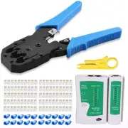 rj45 Crimp Tool Kit, Cat5 Cat5e Crimping Tool with 100pcs rj45 Cat5 Connector...
