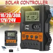Solar Charge Controller PWM Controller With LCD Display 10A 20A 30A 12V 24V Dual