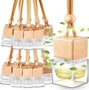 Rtteri 50 Pcs Car Essential Oil Hanging Bottle Empty Glass Diffuser Bottles Refillable Car Air Freshener Perfume Pendant Aromatherapy Fragrance Ornament Decor(Square Style)