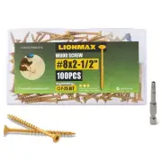 LIONMAX Deck Screws 2-1/2 Inch, Wood Screws #8 x 2-1/2", 100 PCS, Rust