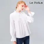 【LE POLKA】歐風抽皺荷葉白襯衫-女