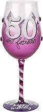 Top Shelf 50th Birthday Wine Glass ; Unique & Thoughtful Gift Ideas for Friends and Family ; Hand Painted Red or White Wine Glass for Mom, Grandma, and Sister