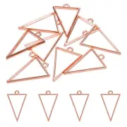50Pcs Triangle Alloy Open Back Bezel Pendants Resin Frame Rose Gold