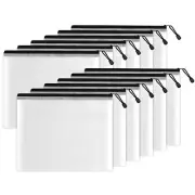 SUNEE Plastic Mesh Zipper Pouch 9x13 in (Black, 12 Packs),Extra Large Water-R...