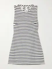 [Faithfull] Faithfull - Julia Open-back Striped Linen Mini Dress - Navy - large large Blue