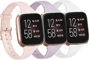 [Tobfit] Pack 3 Slim Bands Compatible with Fitbit Versa 2 Bands/Fitbit Versa/Fitbit Versa Lite/SE, Silicone Replacement Smartwatch Wristband for Women Men