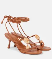 [Zimmermann] Zimmermann Gleam 65 leather lace-up sandals AU 7 brown