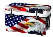 Vinyl Cooler Wrap Fits RTIC 52 Cooler | Decal Skin FULL Bald Eagle American Flag