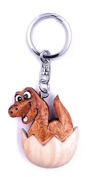 Snake Hatching From Egg Wood Classy Handmade Keychain Pendant