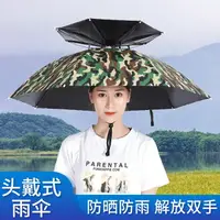 在飛比找樂天市場購物網優惠-傘帽頭戴雨傘帽子釣魚頭戴太陽傘戶外采茶環衛防曬鬥笠傘折疊大號