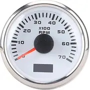 52mm 7000RPM Tachometer with Hourmeter, 7 Color Backlight, DC 9-32V RPM Gauge for Truck Tractor Car RV, Boat Tacometro for Marine AUTO (White Dial Silver Cover CX6230)