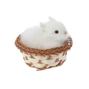Hare Rabbits In Basket Furry Plush Toys Craft Collectible Gift For Children Kids