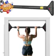 METEOR Doorway Pull Up Bar 75-94cm Adjustable Length 200kg Capacity Drill-Free