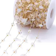 [Generic] 2m Multicolor Colorful New Candy Color Natural Stone Chain Colorful Crushed Stone Copper Square Necklace Auxiliary DIY Jewelry Accessories(Opal Imitation Gold Chain)