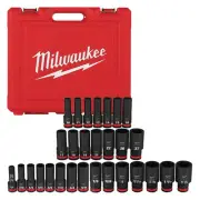 Milwaukee Impact Socket Set (29Pc) Metric 6-Point+1/2" Drive+Hard Shell Carrier