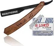 Straight Razors for Men, Straight Edge Razor, Single Blade, Stainless Steel, Barber Razor for Men's Shaving, Barber Shaving Knife, Wooden Handle, Slide-Out
