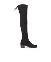 Logo over-knee suede leather boots 36.5 Black