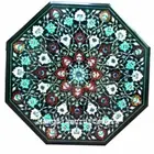 21" Marble corner side Table Top semi precious stones inlay handmade art Decor