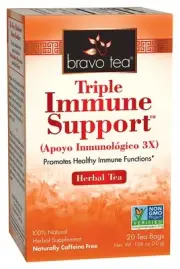 Bravo Tea Triple Immune Support Herbal Tea Caffeine Free, 20 Tea Bags Pack of 6