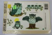 Vtg Decal-Art Decals Owls Birds Retro Craft Water Applied Glass Wood Tin NOS