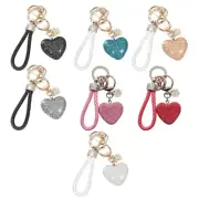 Handcrafted Polymer Clay Heart Keychain Full Diamonds Sparkling Charm for Bags